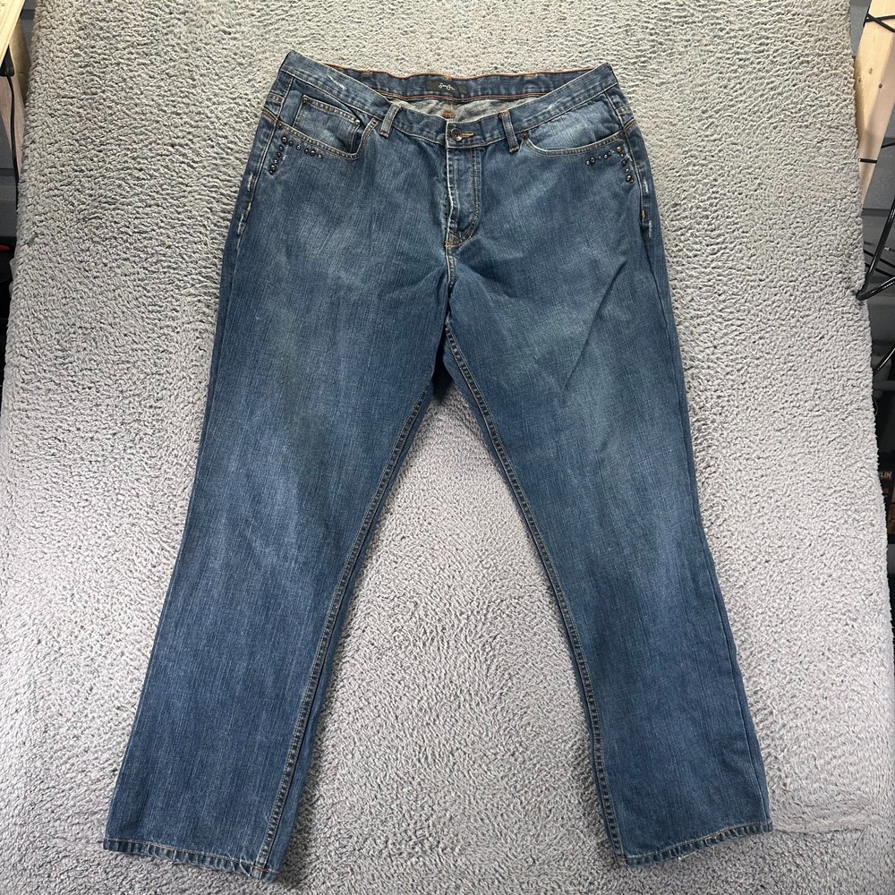 Sean John Jeans Mens 40x32 Blue Cotton Denim Straight Leg Beaded Faded Workwear